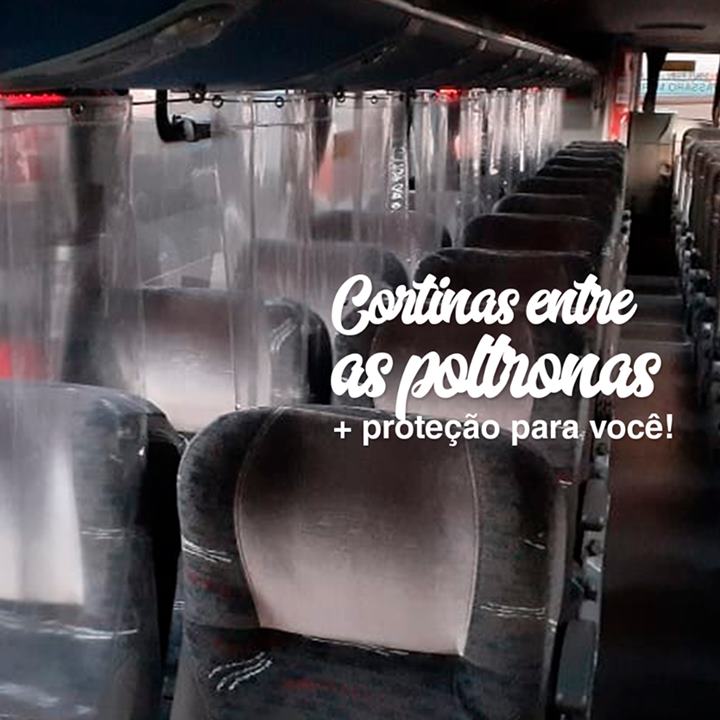 Cortina entre as poltronas dos nibus da Pssaro Marron - Foto: Facebook/Divulgao