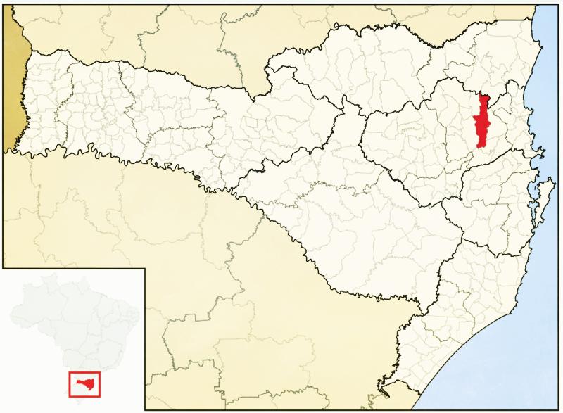 Localizao de Blumenau, municpio do Estado de Santa Catarina. Imagem: Darlan P. de Campos