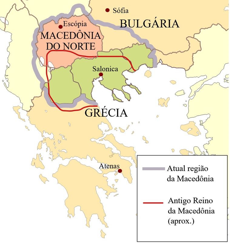 Atualmente, a regio histrica da Macednia  dividida entre cinco pases: Grcia, Macednia do Norte, Bulgria, Albnia e Srvia.
