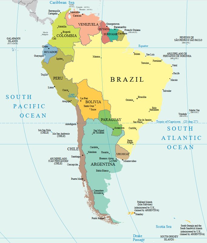 Mapa da Amrica do Sul - Por: High source