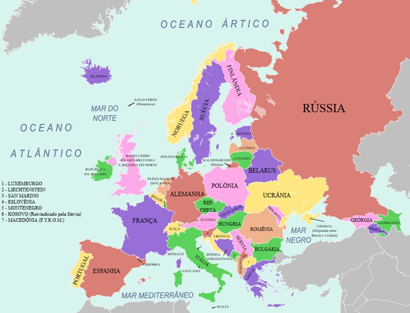 Mapa da Europa - Por: Fsolda