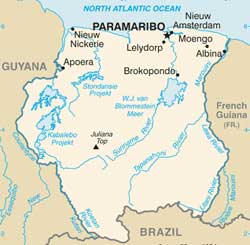 Mapa do Suriname